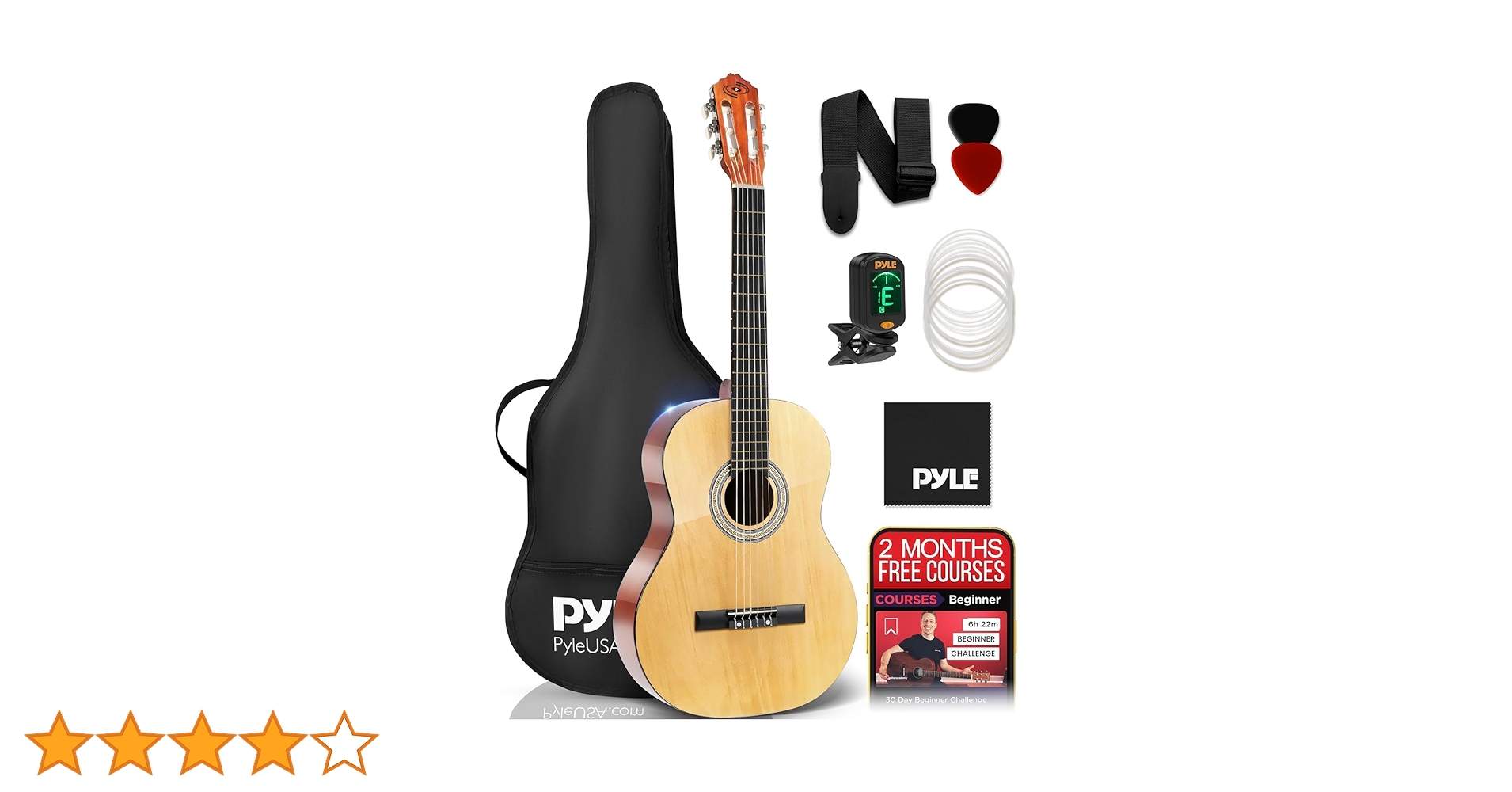 Amazon | Pyle 左利き用 ¾サイズ クラシックアコースティック